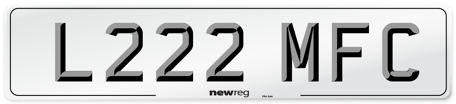 L222 MFC Number Plate from New Reg